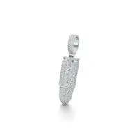 Flashy Bullet Diamond Pendant in White 10k Gold