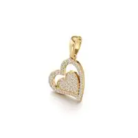 Tilted Heart Diamond Pendant in Yellow 10k Gold