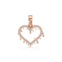 Dripping Heart Diamond Pendant in Rose 10k Gold