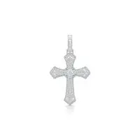 Clechee Cross Diamond Pendant in White 10k Gold