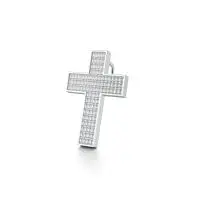 Flashy Baguette Cross Diamond Pendant in White 10k Gold