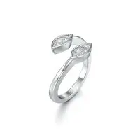 Open Leaf Diamond Ring in White 10k Gold