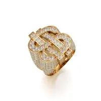 Chunky Scrilla Diamond Ring in Yellow 10k Gold