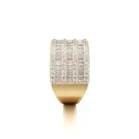 Baguette Triple Row Diamond Ring in Yellow 10k Gold