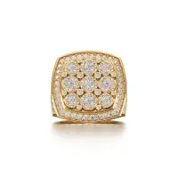 Dazzling Floral Cluster Diamond Ring in Yellow 10k Gold