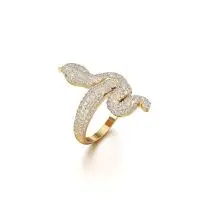 Icy Coiled Snake Diamond Ring in Yellow 10k Gold