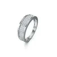 3 Row Bling Diamond Ring in White 10k Gold