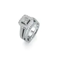 Solitaire Triad Diamond Ring in White 10k Gold