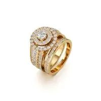 Triple Glitter Diamond Ring in Yellow 10k Gold