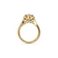 Halo Radiant Solitaire Diamond Ring in Yellow 10k Gold