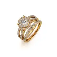 Halo Radiant Solitaire Diamond Ring in Yellow 10k Gold