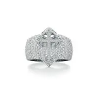 Art Deco Cross Diamond Ring in White 10k Gold