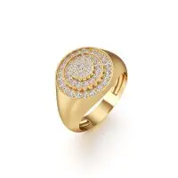 Domed Shimmering Diamond Ring in Yellow 10k Gold