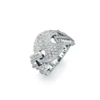 Circular Play Diamond Ring in White 10k Gold