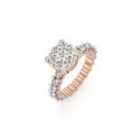 Exotic Cluster Diamond Ring in Rose 14k Gold