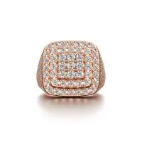 Stepped Big Square Diamond Ring in Rose 14k Gold