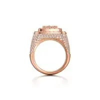 Stepped Big Square Diamond Ring in Rose 14k Gold
