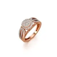 Groovy Curved Diamond Ring in Rose 10k Gold