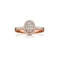 Stand Down Pear Diamond Ring in Rose 10k Gold