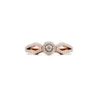 Twin Tile Glitter Diamond Ring in Rose 10k Gold