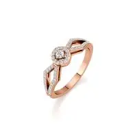 Twin Tile Glitter Diamond Ring in Rose 10k Gold
