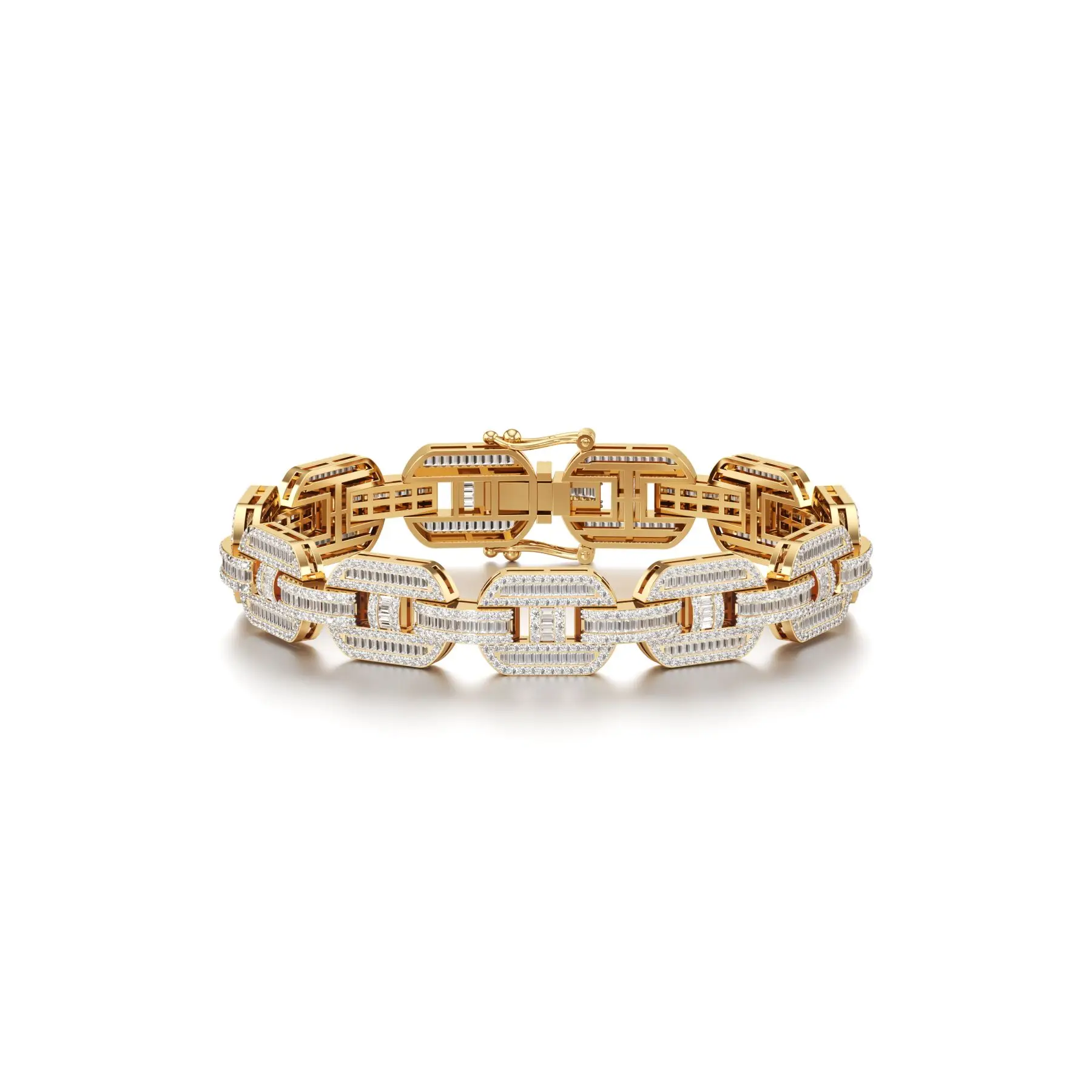 Glitzy Ocean-link Diamond Bracelet in Yellow 10k Gold