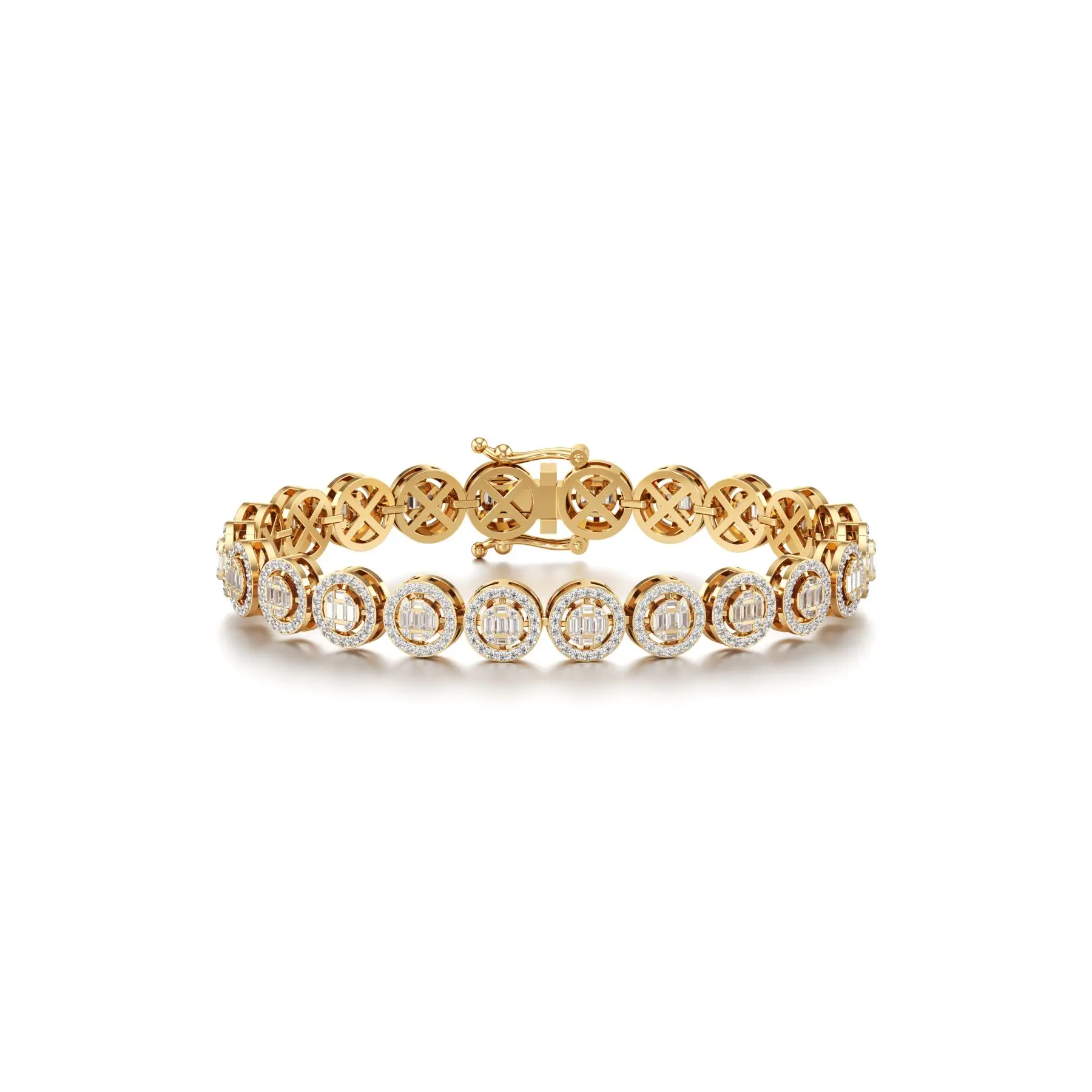 Halo Spherical Diamond Bracelet in Yellow 10k Gold