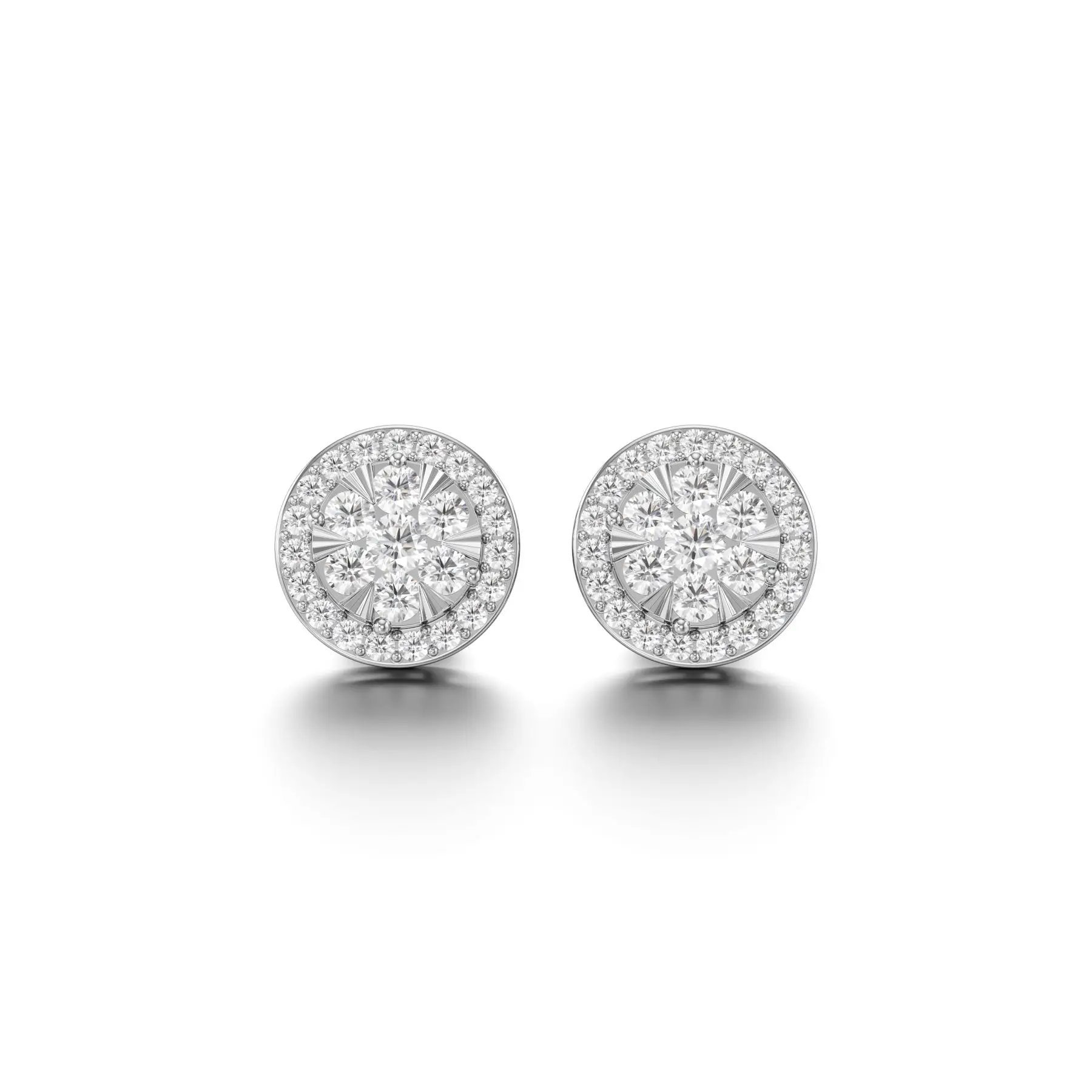 Round Rizzy Diamond Earrings in White 14k Gold
