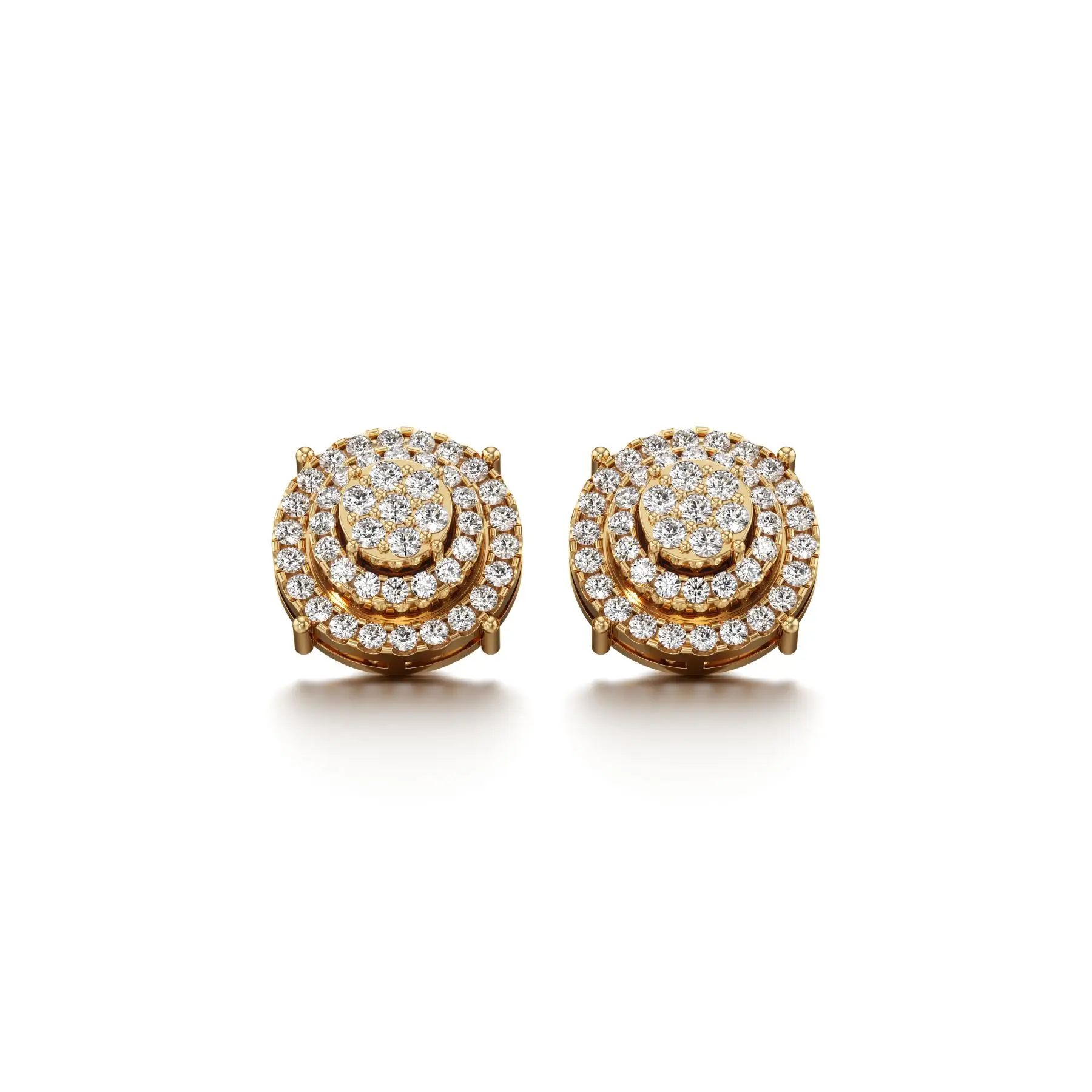Frosty Layered Diamond Earrings in Yellow 10k Gold