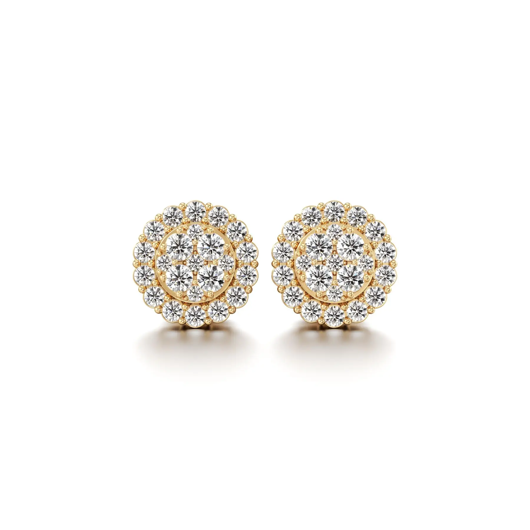 Ritzy Round Diamond Earrings in Yellow 10k Gold
