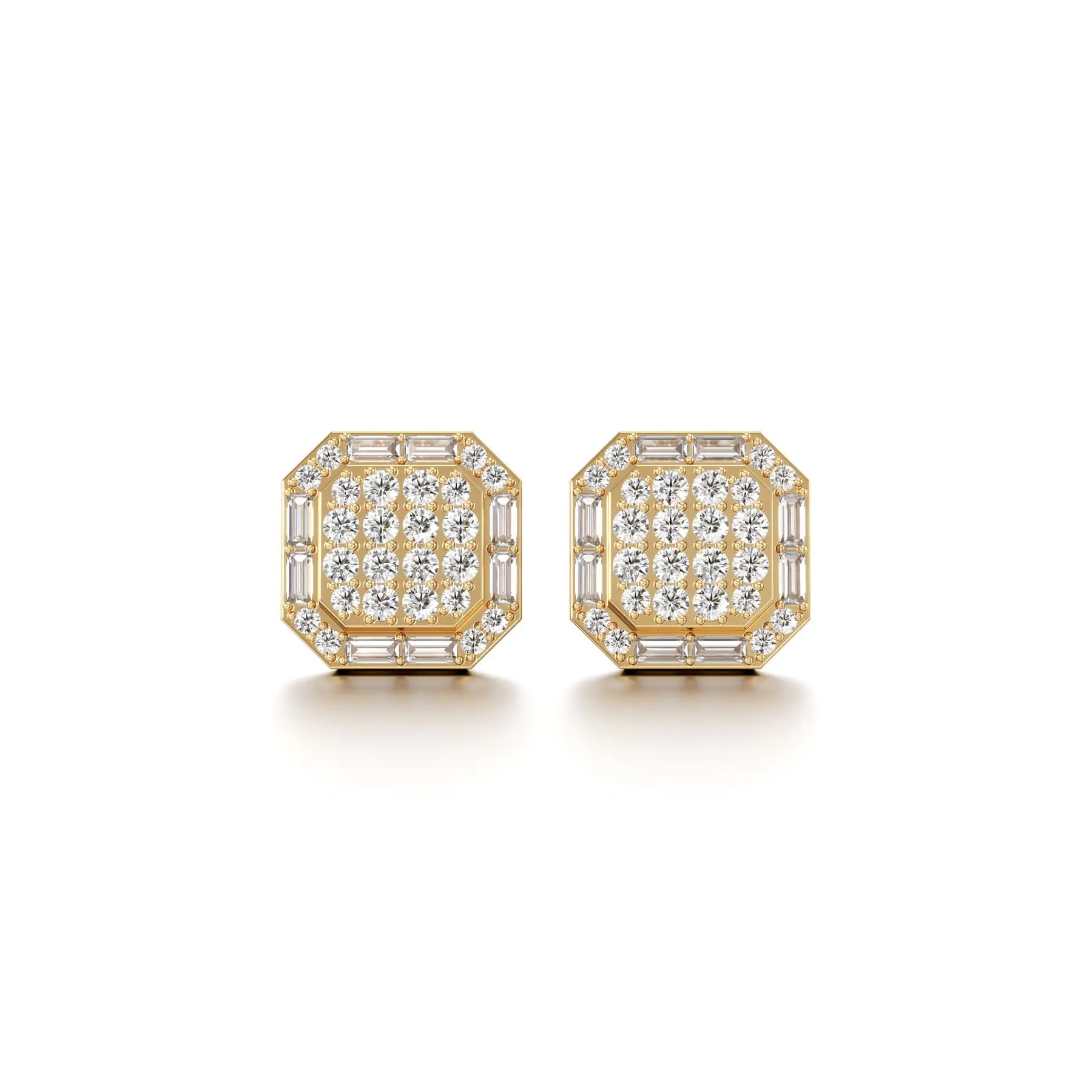 Chic Emerald-cut Diamond Earrings in Yellow 10k Gold