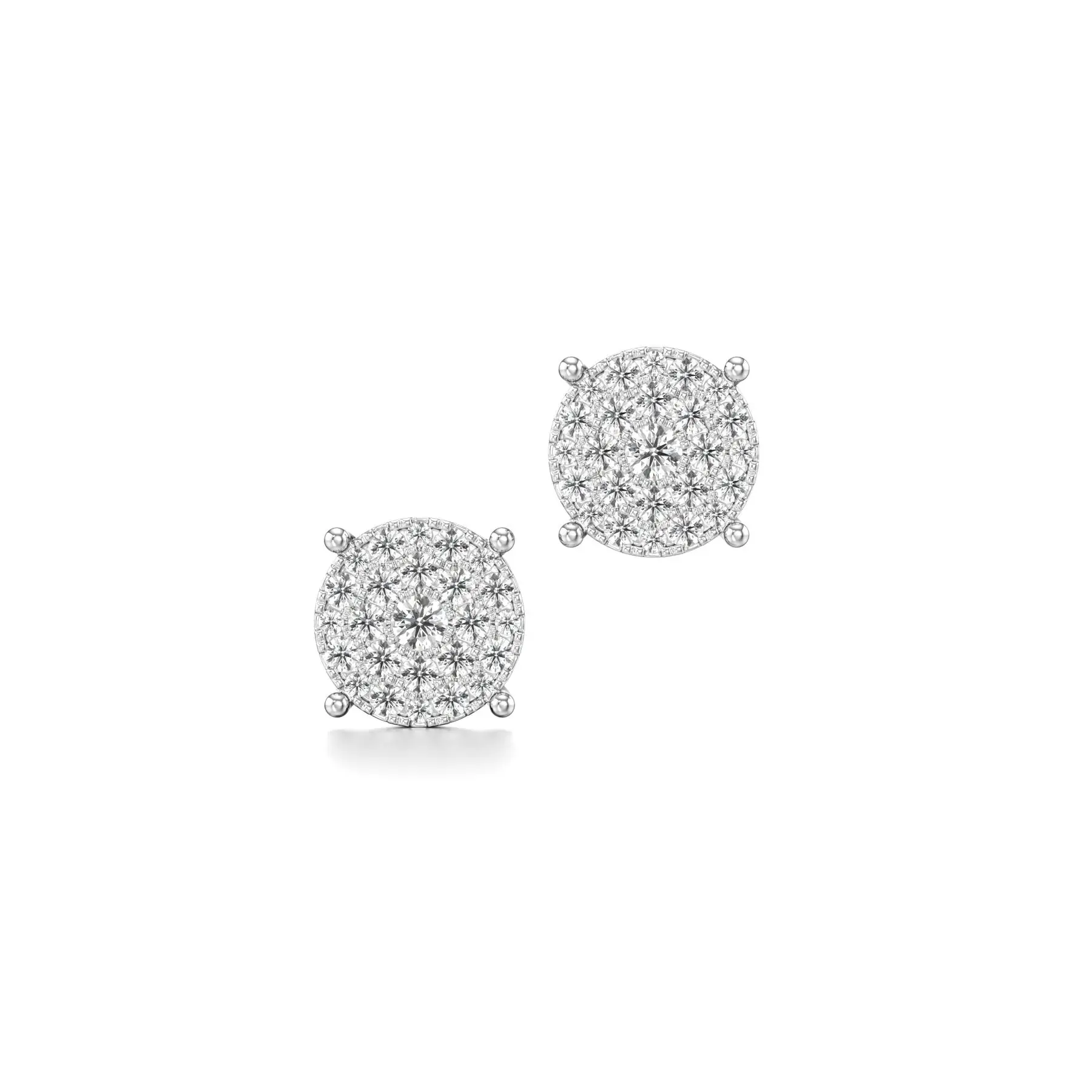 Shimmering Circular Diamond Earrings in White 10k Gold