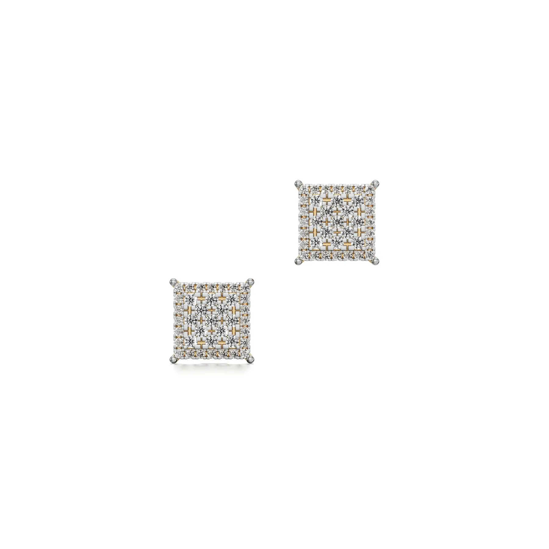 Flashy Cube Diamond Earrings in Yellow 10k Gold