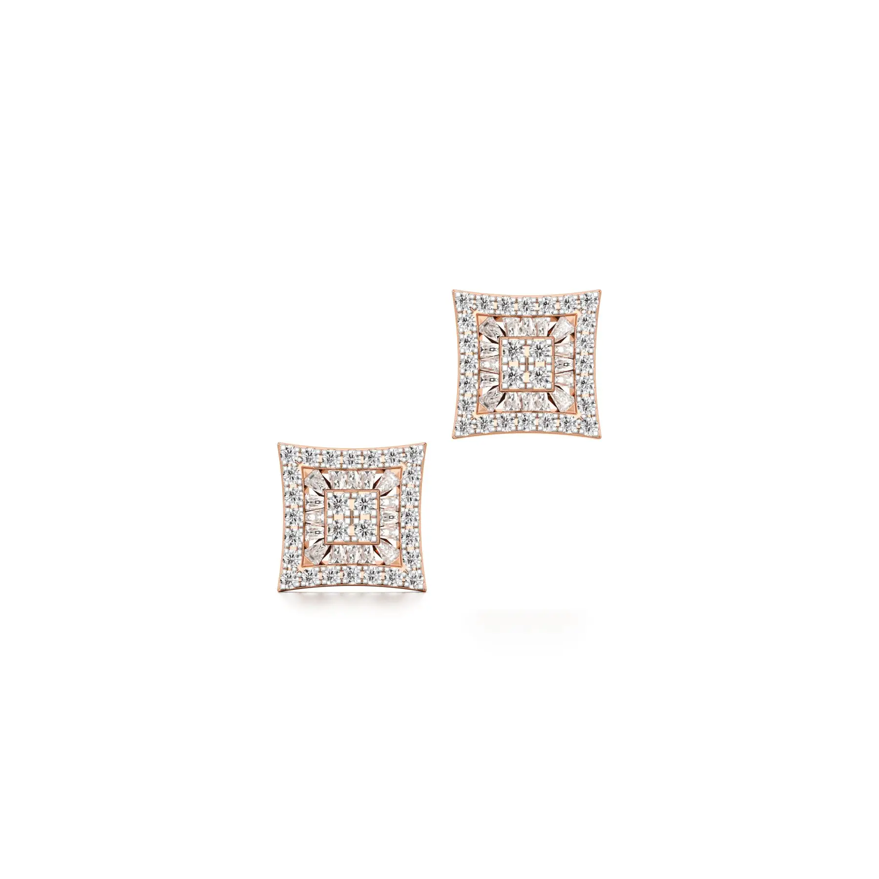 Square Drops Diamond Earrings in Rose 10k Gold