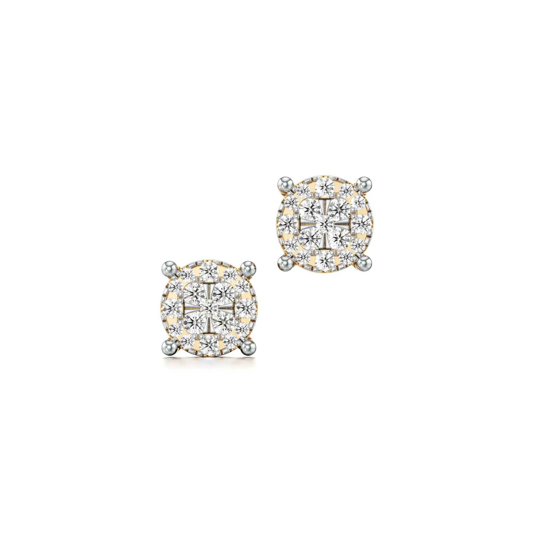 Circle Nirvana Diamond Earrings in Yellow 10k Gold