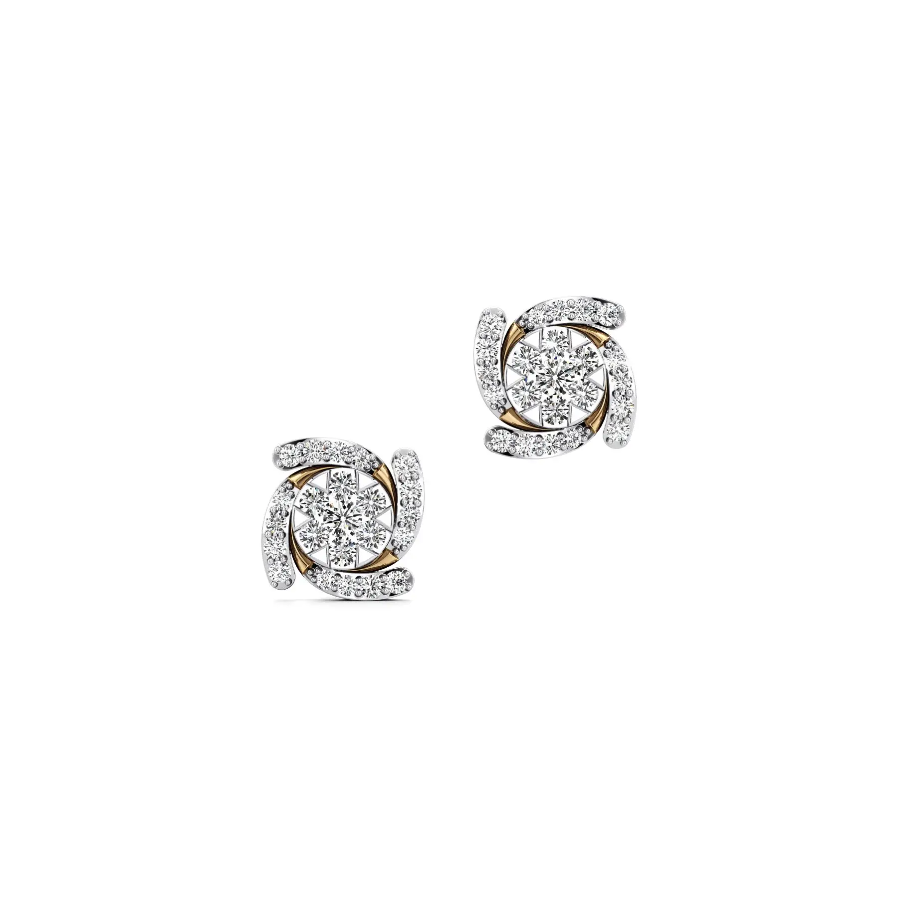 Starry Spinner Diamond Earrings in Yellow 10k Gold