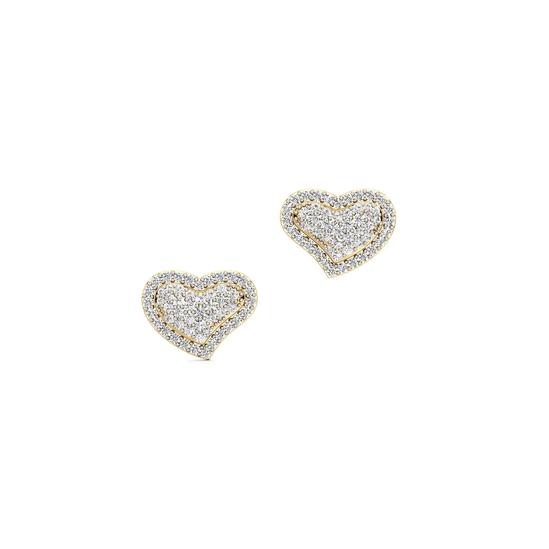 Tilted Love Diamond Earrings in Yellow 10k Gold