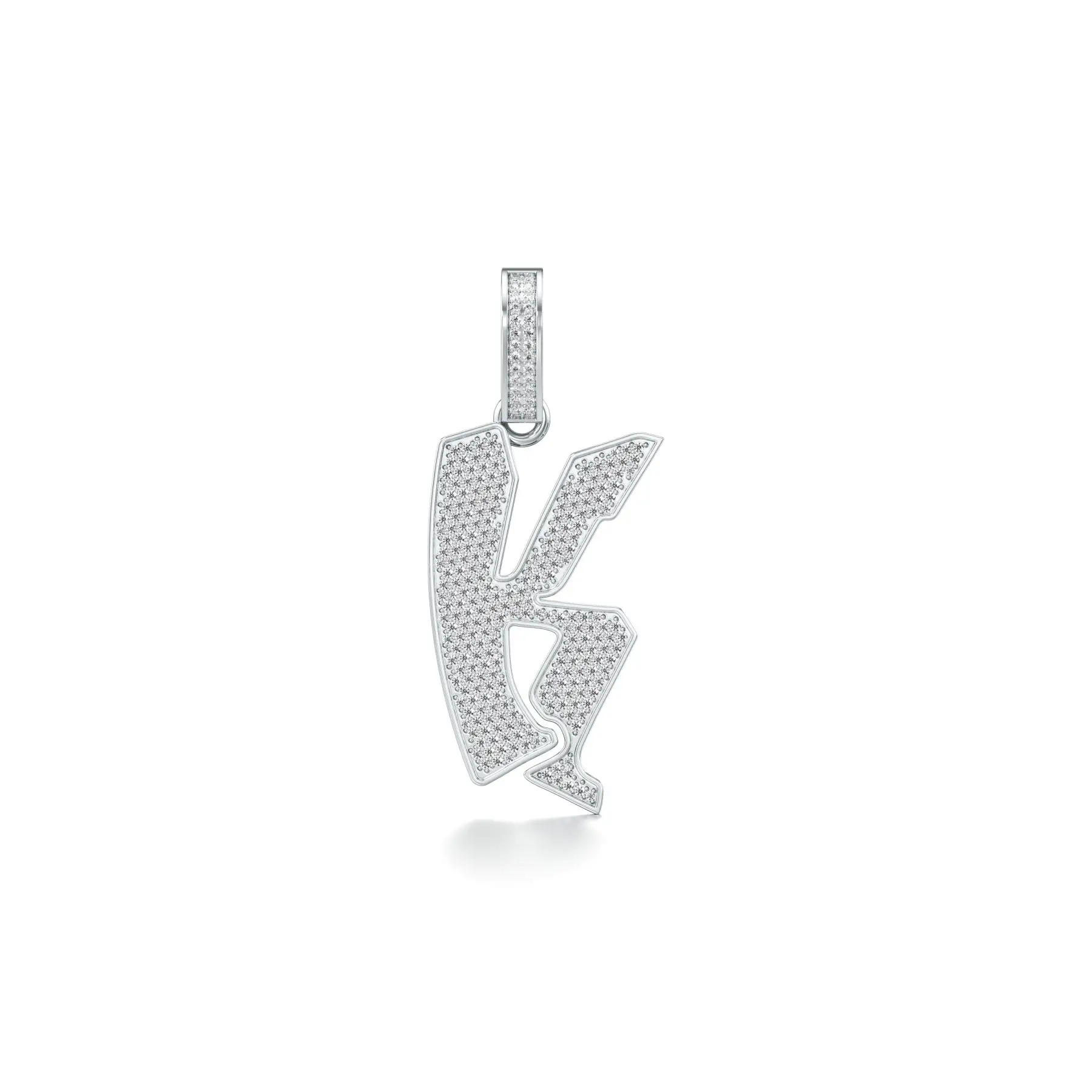 Spooky K Diamond Pendant in White 10k Gold