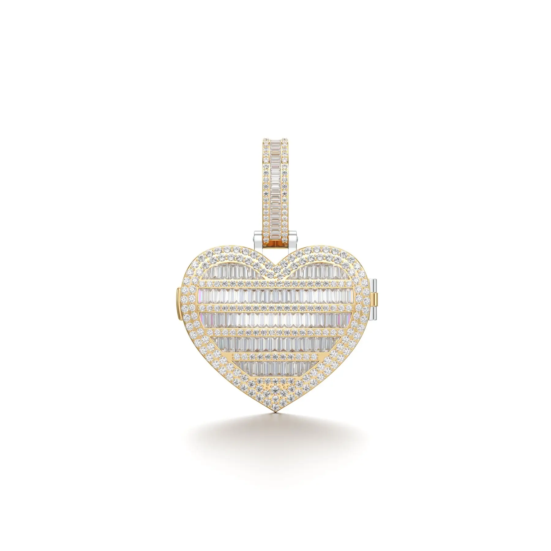 Blinging Heart Keepsake Diamond Pendant in Yellow 10k Gold