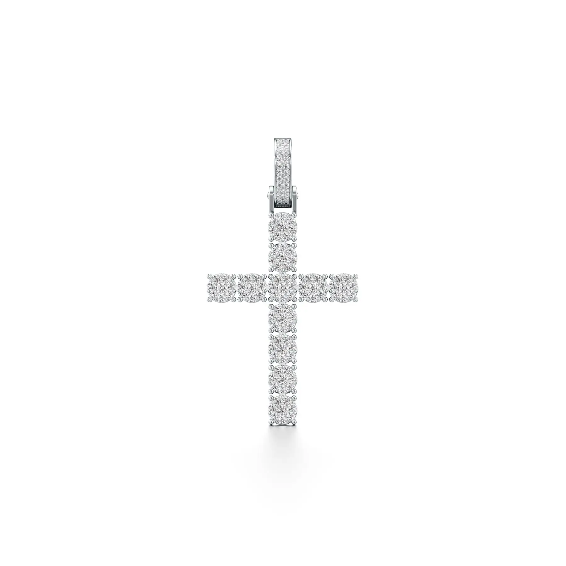 Frosty Cross Diamond Pendant in White 10k Gold
