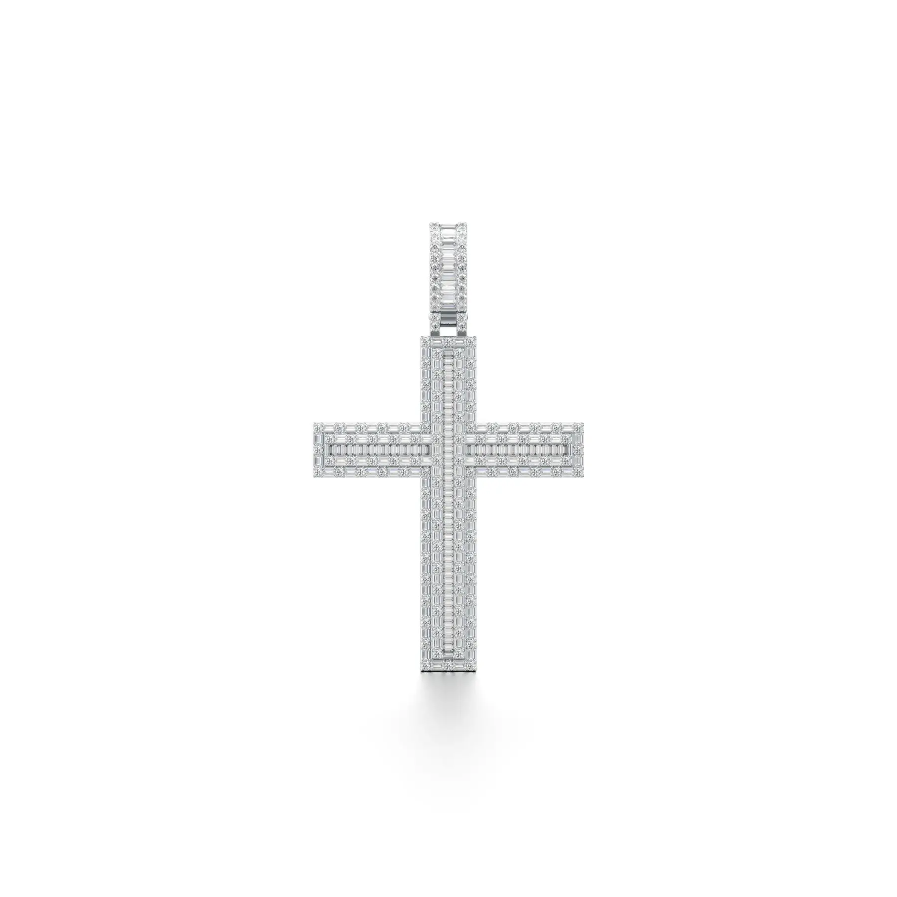 Woke Cross Diamond Pendant in White 10k Gold