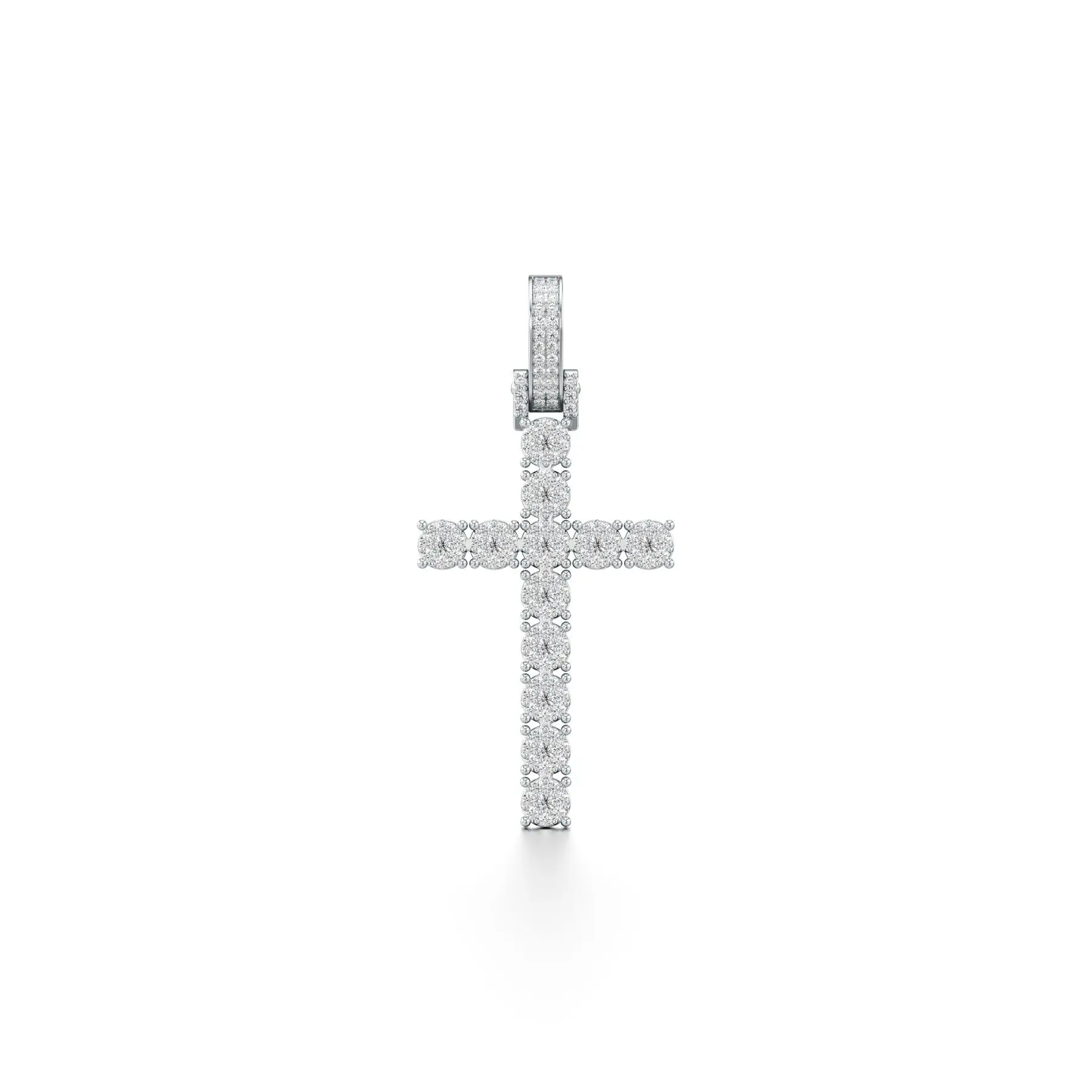 Snazzy Cross Diamond Pendant in White 10k Gold