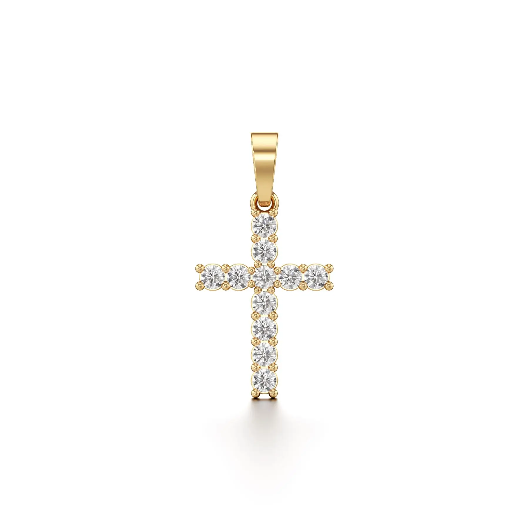 Brilliant Cross Diamond Pendant in Yellow 10k Gold