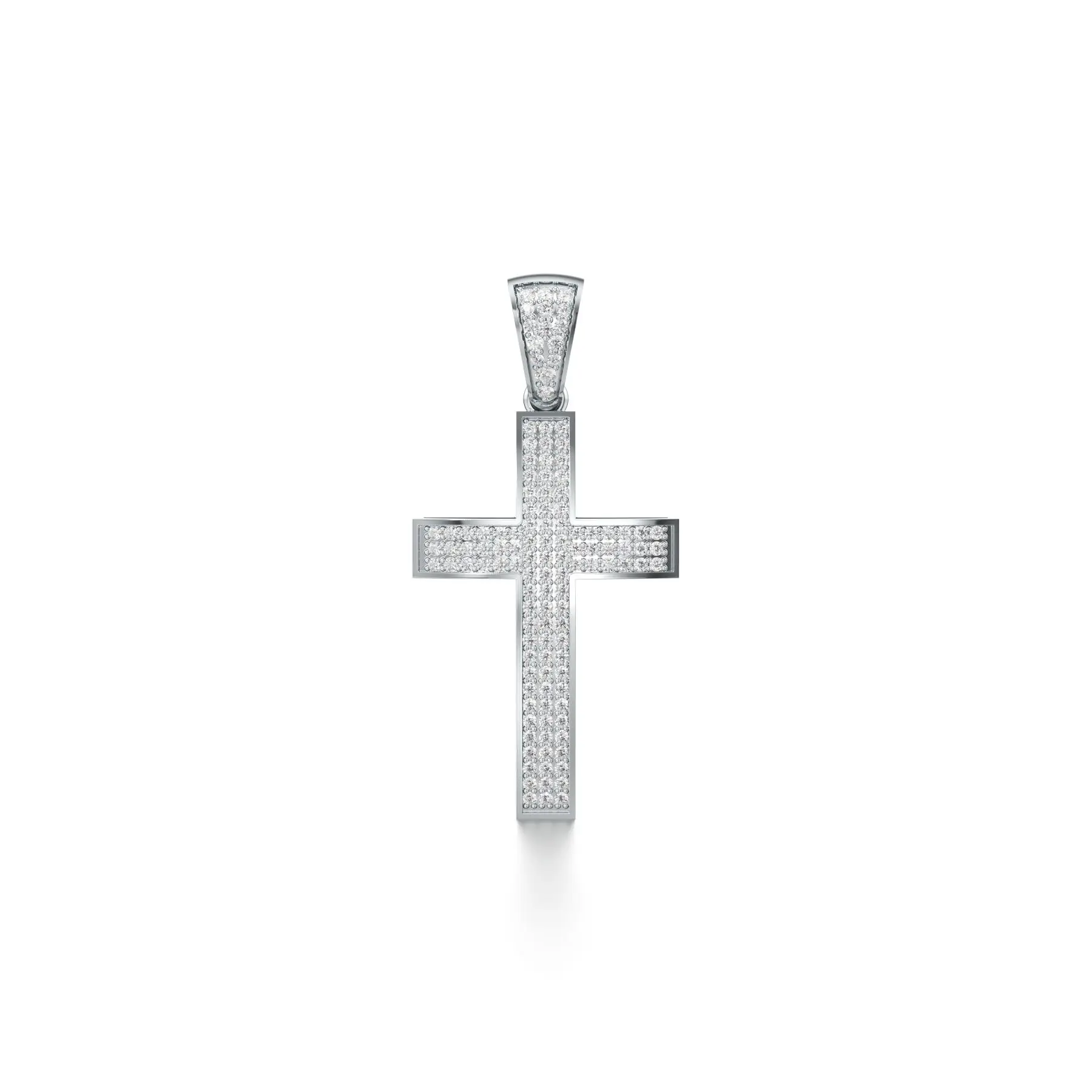Godly Cross Diamond Pendant in White 10k Gold
