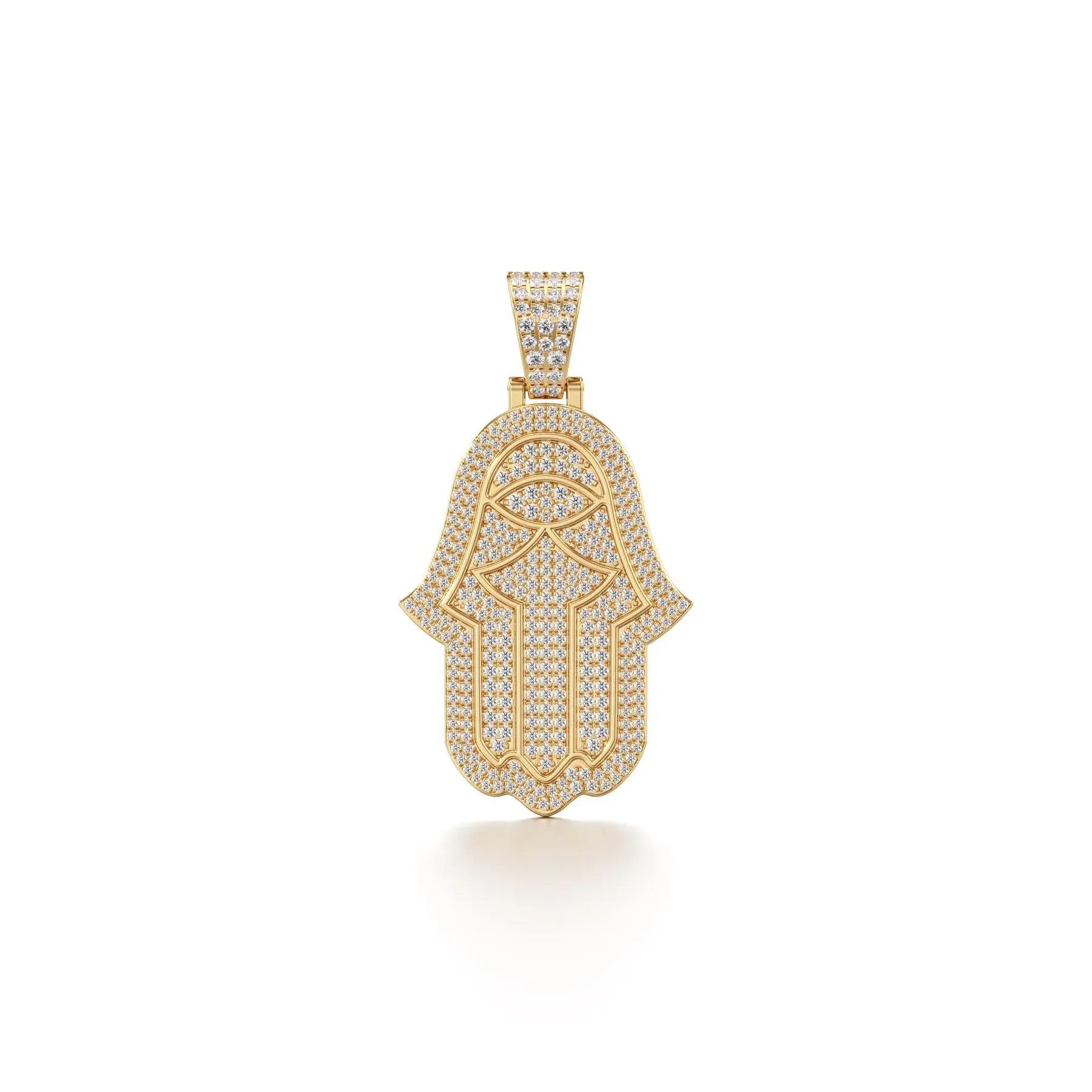 Captivating Hamsa Diamond Pendant in Yellow 10k Gold