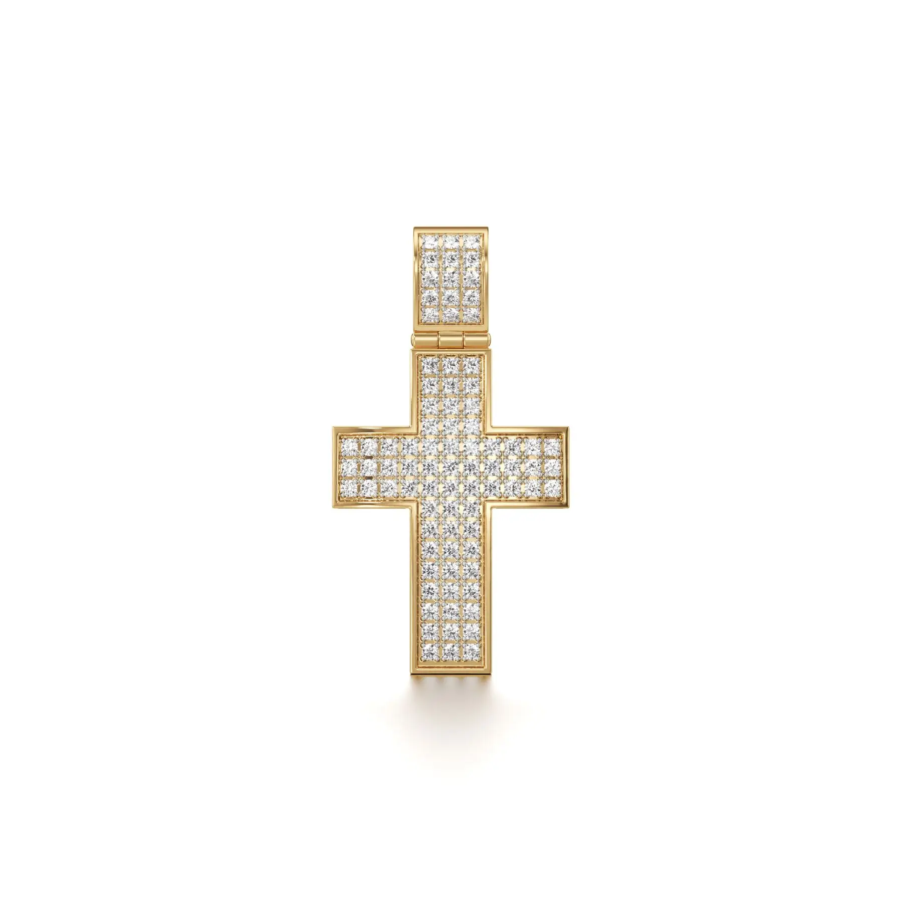 Glitzy Cross Diamond Pendant in Yellow 10k Gold