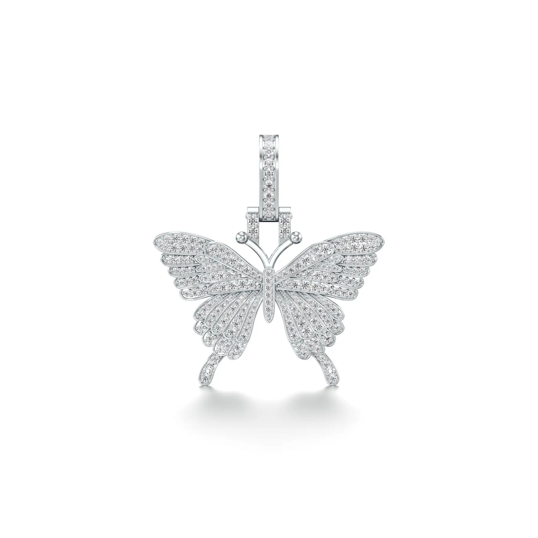 Frost Butterfly Diamond Pendant in White 10k Gold