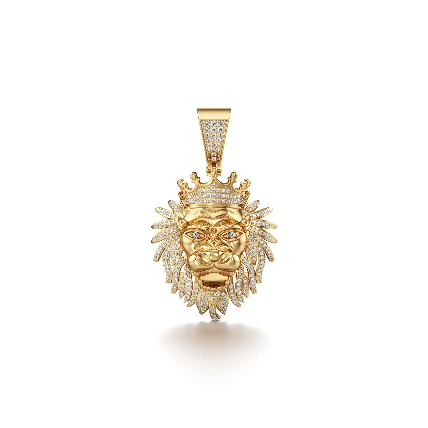 Lion King Diamond Pendant in Yellow 10k Gold