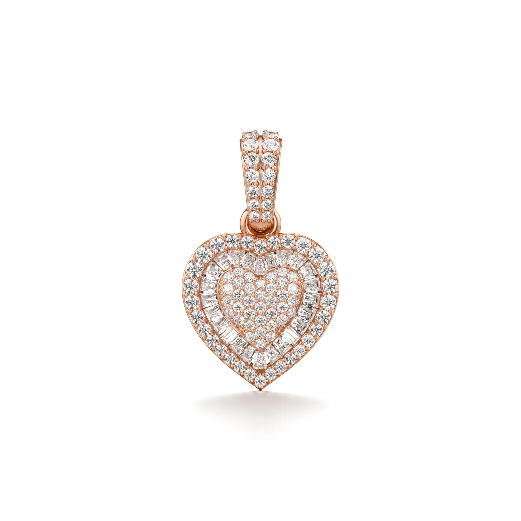 Vibing Heart Diamond Pendant in Rose 10k Gold