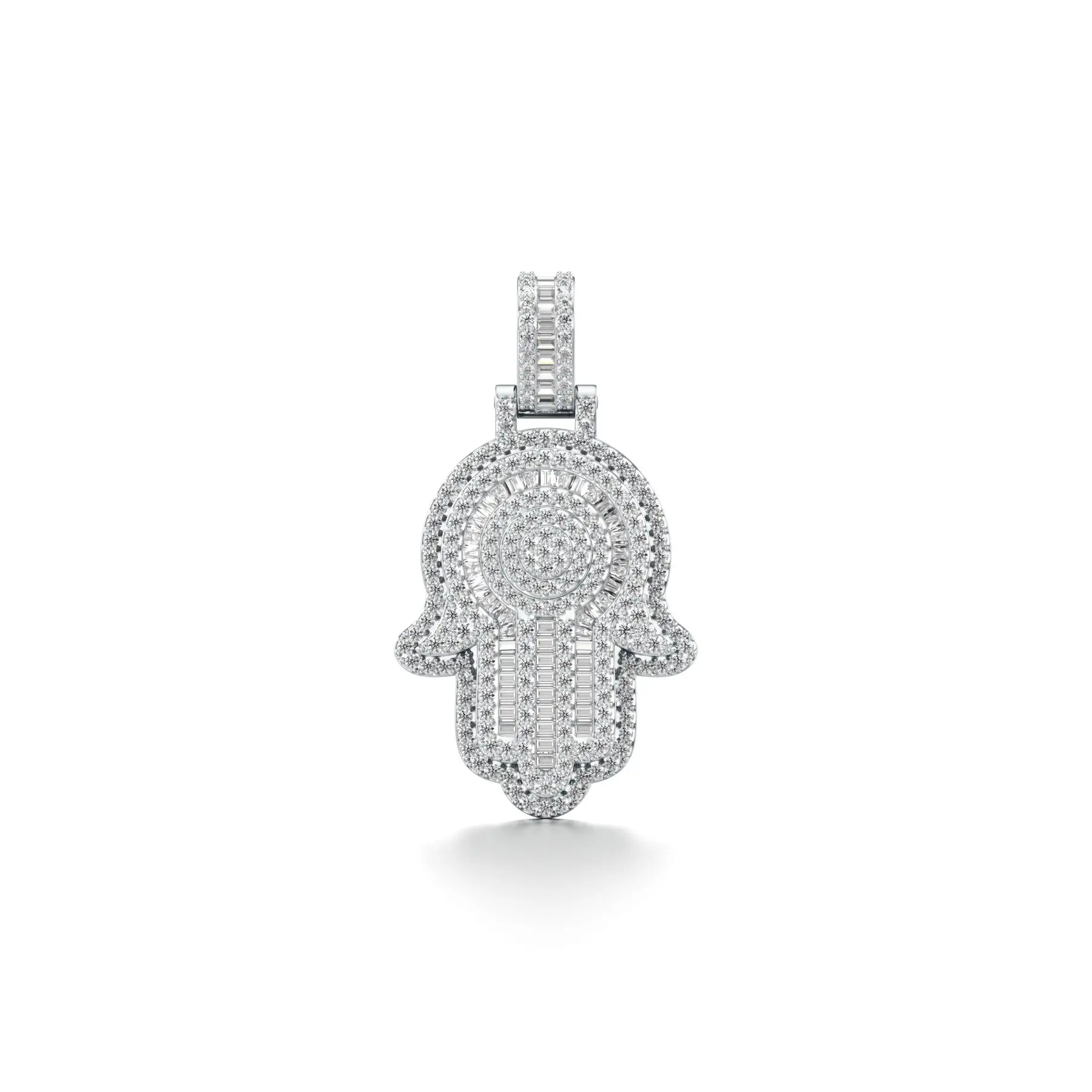 Dope Hamsa Diamond Pendant in White 10k Gold